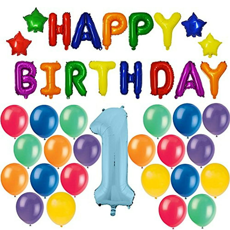 BOYS PARTY ANAGRAM BLUE HAPPY BIRTHDAY FOIL HELIUM BALLOONS 17 inches
